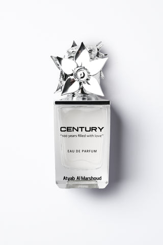 Perfume bottle labeled 'Century' by Atyab Al Marshoud on a white background